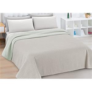 BIANCHERIAWEB Quilt Trapuntino Piumino Estivo Double Face 100gr/mq Microfibra Zefiro Matrimoniale Verde-Tortora