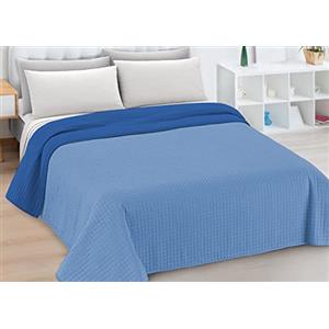 BIANCHERIAWEB Quilt Trapuntino Piumino Estivo Double Face 100gr/mq Microfibra Zefiro Matrimoniale Blu-Azzurro