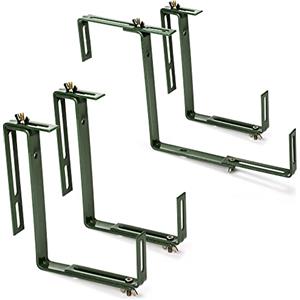 com-four® 4x supporto per fioriera per parapetti e ringhiere per balconi - attacco flessibile in metallo per fioriere - regolabile in 2 direzioni - nessuna perforazione necessaria (4 pezzi - verde)