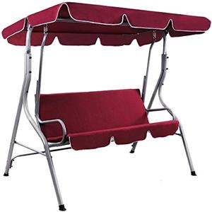 BAKAJI Dondolo da Giardino 3 Posti Altalena per Esterno Struttura in Acciaio con Tettuccio Regolabile Colore Bordeaux (Rosso-Vino)