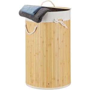BERARDI | Cesto portabiancheria contenitore bambù | con sacchetto portabiancheria removibile | 60 L | con maniglie e coperchio