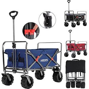 Arebos - Carretto pieghevole carrello manuale Carrello pieghevole | Carrello porta attrezzi | Blu