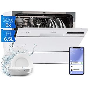 Klarstein Lavastoviglie Incasso 6 Coperti, Silenziosa con 7 Programmi di Lavaggio, Facile Installazione, Mini Lavastoviglie, per Casa e Ufficio, in Acciaio inossidabile, Bianco