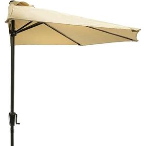 BAKAJI Ombrellone Mezzaluna da Parete Muro Giardino Diametro 270cm Palo Centrale Chiusura a Carrucola Sistema Air Vent Arredamento Esterno Gazebo Piscina Terrazzo Balcone Ambienti Esterni (Beige)