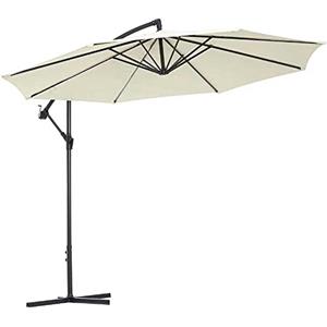 BAKAJI Ombrellone da Giardino Decentrato 3 x 3 Mt Palo in Metallo Chiusura a Leva Base a Croce Sistema Air Vent Arredamento Esterno Gazebo Piscina Giardino Terrazzo Ambienti Esterni (Beige)