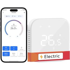 Meross Smart Electric Thermostat, Termostato Ambiente per Riscaldamento a Pavimento WiFi, Riscaldamento e Raffreddamento Compatibile con Alexa e Google, Controllo Vocale, Remoto e Programmazione