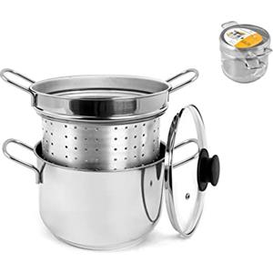 Royal Norfolk, Cuocipasta, pentola per pasta, in acciaio Inox, con Coperchio, 20cm