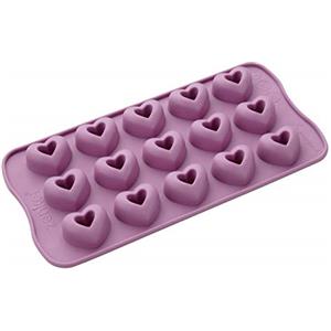 Zenker Linea LOVE Stampo per cioccolatini a forma di cuore, Silicone, Rosa, 23x13x1.5 cm