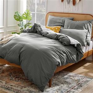 Sonive Set Copripiumino in Microfibra con Federa(e) - 135 x 200 cm / 50 x 80 cm, Grigio Scuro