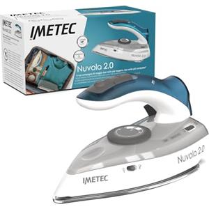 Imetec Nuvola 2.0 - Ferro da Stiro da Viaggio a Vapore - Piastra in Acciaio Inox - 1000 Watt - Compatto e leggero - Manico pieghevole - Custodia da Viaggio - Doppio Voltaggio - Colpo vapore 80 g