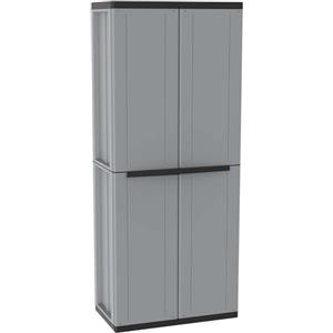 Terry, Jline 368 , Armadio Portascope in Resina a 2 Ante, Scaffalino a 4 Ripiani, da Interno Esterno. Materiale: Plastica, Dimensioni: 68x37,5x163,5 cm