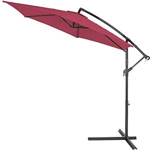 BAKAJI Ombrellone da Giardino Decentrato 3x3 Mt Palo Alluminio Chiusura a Manovella Base a Croce Sistema Air Vent Arredamento Esterno Gazebo Piscina Giardino Terrazzo Ambienti Esterni (Rosso)