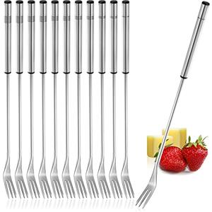 COM-FOUR® Set per fonduta, in Acciaio Inox 12-teilig Fondue Gabeln m. Edelstahlgriff