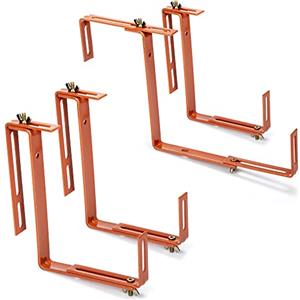 com-four® 4x supporto per fioriera per parapetti e ringhiere per balconi - attacco flessibile in metallo per fioriere - regolabile in 2 direzioni - nessuna perforazione (4 pezzi - marrone chiaro)