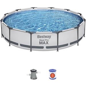 Bestway 56416-4 Set Piscina Fuori Terra Steel Pro MAX Rotonda da 366x76 cm