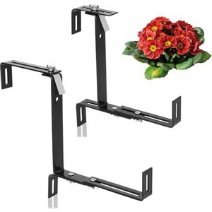 com-four® 2X Portafioriere Premium per Parapetti e Ringhiere di Balconi - Fissaggio Flessibile in Acciaio Inossidabile per Fioriere - Regolabile in 2 Vie - Nessuna Foratura (2X Antracite)