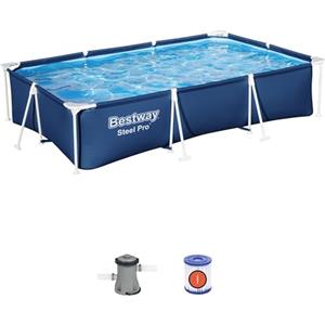 Bestway 56411-5 Set Piscina Fuori Terra Steel Pro Rettangolare da 300x201x66 cm