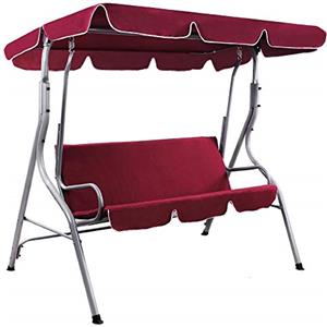 BAKAJI Dondolo da Giardino 3 Posti con Tetto Parasole Regolabile Struttura in Acciaio Seduta in Tessuto Oxford Dimensioni 170 x 110 x 153 cm (Rosso)