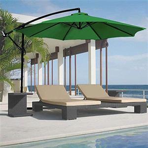 BAKAJI Ombrellone da Giardino Decentrato 3x3 Mt Palo Alluminio Chiusura a Manovella Base a Croce Sistema Air Vent Arredamento Esterno Gazebo Piscina Giardino Terrazzo Ambienti Esterni (Verde)