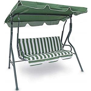 BAKAJI Dondolo da Giardino 3 Posti con Tetto Parasole Regolabile Struttura in Acciaio Seduta in Tessuto Oxford Dimensioni 170 x 110 x 153 cm (Verde)
