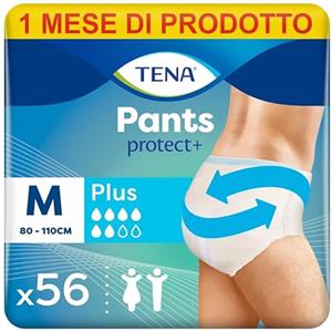 TENA Pants Plus Extra Large (XL) Pacco Scorta Mensile - Mutandine assorbenti, elasticizzate e monouso, per perdite urinarie, unisex, discrete e confortevoli, 4 confezioni x 12 pezzi