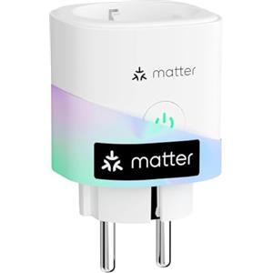 meross Matter Presa Smart con Monitoraggio Energia e Misure Produzione di Pannelli Solari Fotovoltaici, Presa Intelligente Alexa Supporto di Apple Home e Google Home, Controllo Vocale e Remoto, 16A