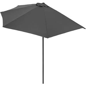 BAKAJI Ombrellone Mezzaluna a Parete da Giardino Grandezza 270 cm, Parasole a Muro da Esterno con Copertura Waterproof e 5 Ribs Stecche, Ideale per Bar, Ristorante, Patio, Balcone (Grigio)