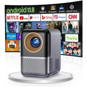 Ysametp Supporto videoproiettore 1080p [Electic Focus] Mini Portable Smart TV Proiettore WiFi BT Built-in Netflix, Home Cinema Proiettore 350 ANSI Support 4K, 4D 4P Keystone, 50% Digital Zoom, YouTube