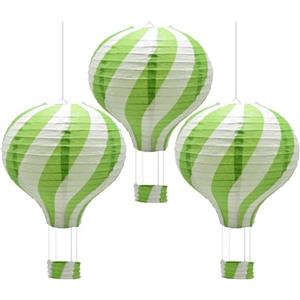 CEEYSEE 3 lanterne di carta da appendere a mongolfiera, 30 cm, lanterne di carta più verdi, decorazioni per Halloween, matrimoni, feste di compleanno (verde/DRLU)