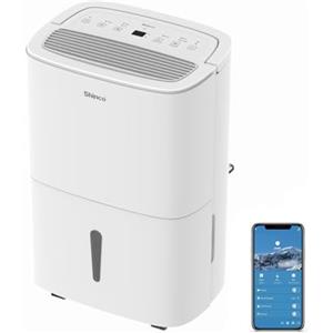 Shinco WIFI Deumidificatore Portatile 50L/Giorno con Pompa di Sollevamento, Purificatore d'aria, Filtro a Carbone Attivo, Timer 24 Ore, Scarico Continuo, Funzione Asciugatrice, Bianco