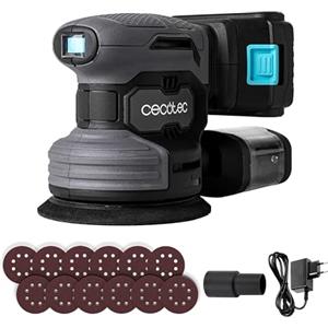 Cecotec Levigatrice Rotorbitale Batteria 21V e 2000mAh PerfectSurface 2120 Rotate. 13000rpm, 12 Ricambi, Serbatoio di Polvere, Connessione per Aspirapolvere, Doppio Movimento Eccentrico, 26000mov/min