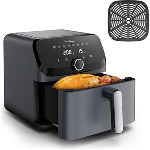 Moulinex Easy Fry Mega, Friggitrice ad Aria Versatile 7,5L/2kg per 8 Persone, 1700-2020W, Capacità Extra-Large, 9 Programmi di Cottura, Esperienza Personalizzata con My Moulinex, Colore Grigio, EZ855B