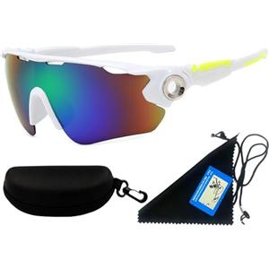RELKLYU 1 Pezzo di Occhiali da Ciclismo, 1 Pezzo di Carta Polarizzata, 1 Pezzo di Cordino, 1 Pezzo di Stoffa A Specchio E 1 Pezzo di Borsa A Specchio, Occhiali da Sole Antivento.