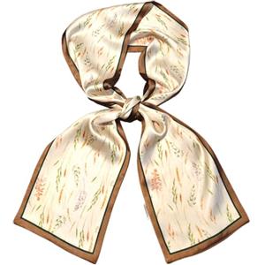 GIMIRO Sciarpa in seta satinata a doppio strato, 150 x 16 cm, cravatta a fiori, cintura in vita per blazer, cappotto, abito, 13# caffè/beige riso, 150cm x 16cm