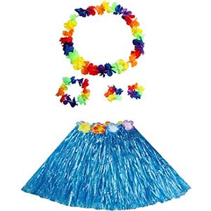 duoyif Gonna Hawaiana Festa Hula, Hula Hawaiana Costume, Gonna Hula per Feste in Spiaggia Carnevale Cheerleading Festa Estiva Party Matrimonio Feste di Compleanno, 40 Cm (Blu)