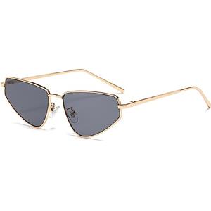 YAMEIZE Occhiali da Sole Occhio di Gatto Vintage Cat Eye Retro Occhiali Donna e Uomo Senza Montatura Protezione UV Oro Grigio