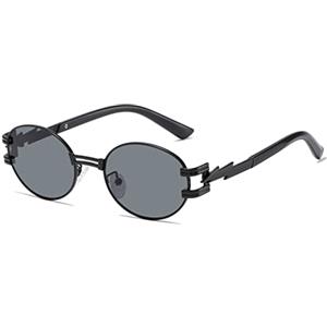 YAMEIZE Occhiali da Sole da Uomo Donna Rotondi- Classici Retro Vintage Steampunk Protezione UV400 Metallo Stile Occhiali