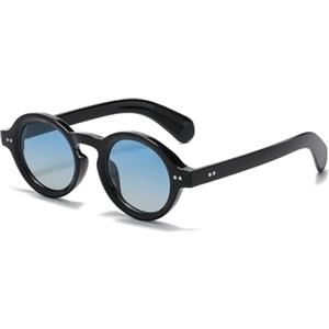 YAMEIZE Occhiali da Sole Polarizzati da Uomo Donna Rotondi Vintage Montatura Spessa Retro Piccolo Protezione UV400 Anni 90 Stile Occhiali