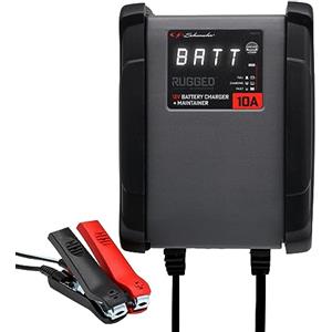 Schumacher Electric Schumacher Rugged SPX 460 Caricabatterie e Mantenitore di Carica Automatico Intelligente 12V, 10A - per Auto, Barche, Trattori, Furgoni e Camper - Con Paraurti - Controllo Tramite Microprocessore