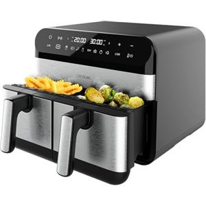 Cecotec Friggitrice ad Aria 9L Cecofry Advance 9000 Inox. AirFryer Digitale 2800W, 2 Vaschette da 4,5L, Doppia Temperatura, Temperatura Regolabile da 80-200 ºC, 7 Programmi, Pannello Touch