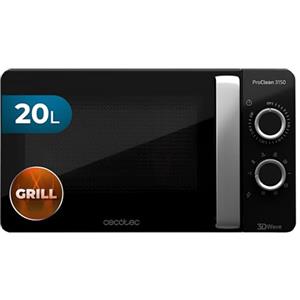 Cecotec Forno a Microonde da 20 Litri Proclean 3150. 700 W Con 6 Livelli, Grill Da 800 W, Rivestimento Ready2Clean Per Una Migliore Pulizia, Tecnologia 3Dwave, Timer, Effetto Specchio