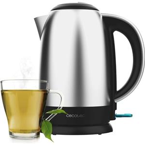 Cecotec Bollitore Elettrico da 1,7L Thermosense 200 Steel. 2200W, Corpo in Acciaio Inossidabile, Base Girevole 360º, Manico Ergonomico a Tocco Freddo, Indicatore Luminoso, Doppio Sistema di Protezione