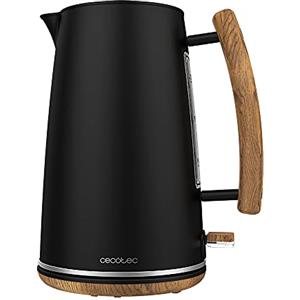 Cecotec Bollitore elettrico 400 Black Woody. 1,7 L, 3000 W, acciaio inossidabile, BPA libero, base di svolta a 360º, filtro antico rimovibile, sistema di sicurezza