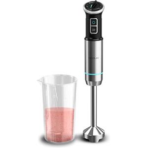 Cecotec Frullatore a Immersione Power Neutron 1100Max, Potenza Massima 1100 W, 4 Lame Rivestite in Titanio, Velocità Regolabile, Funzione Turbo, Piedino XL, Include Vetro da 800 ml