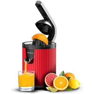 Cecotec Spremiagrumi elettrico a braccio per arance e agrumi Xqueeze RetroJuice 600 Red, 600 W, stile retrò, filtro in acciaio inox, cono in plastica, leva per estrarre la polpa, antigoccia