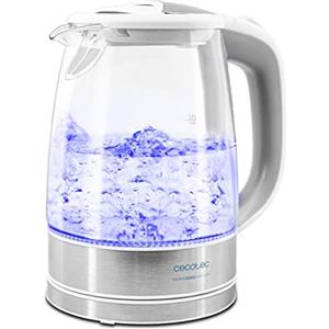Cecotec Bollitore elettrico trasparente ThermoSense 350, 1,7 litri, senza BPA, 2200 W, base 360º, filtro anticalcare, doppio sistema di sicurezza, 1,7 litri, vetro borosilicato