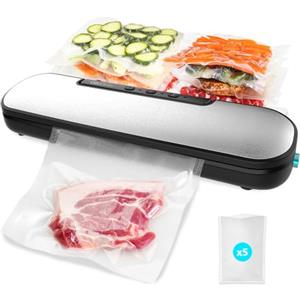 Cecotec Macchine sottovuoto per alimenti SealVac Easy Magnetik. 90 W, confezionamento in 10 secondi, pressione del vuoto 0,6 bar, sigillatura 30 cm, materiale ABS, 8 modalità, include 5 buste