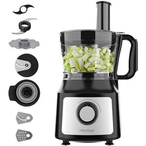 Cecotec Processore di Alimenti Comino 1000, 1000 W, 2 Velocità e Pulse, Ciotola da 2 L e Brocca da 1,8 L, 3 Dischi Taglienti, Lama Tritatutto, Lama Impastatrice, Spremiagrumi e Disco per Creme
