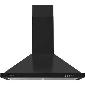 Cecotec Cappa aspirante piramidale 60 cm bolero Flux PM 604300 Black C. Motore 105 W, aspirazione 430 m3/h, controllo meccanico, 3 livelli di potenza, luce, filtro in alluminio, finitura nera