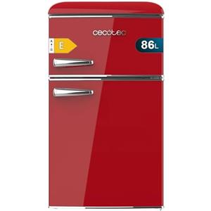 Cecotec Mini Frigorifero Retro Bolero Coolmarket 2D Origin 86 Red E. Due Porte Rosso di 89,3cm di Altezza e 48,7 di Larghezza con Capacità di 86L, Classe Energetica E, Led Interno e Maniglia Cromata